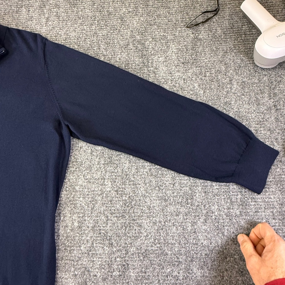LLBean Mens Quarter Zip Sweater Navy Blue 95 Cotton 5 Cashmere‎ XXL REG  sporty - Picture 7 of 16
